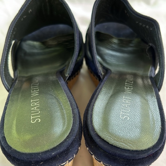 Stuart Weitzman Ponte Cutout Espadrille Platform Wedge Slides Navy Blue 8.5 - Picture 6 of 12